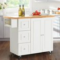 Kitchen Island with 3 Drawers Rolling with Drop Leaf Countertop