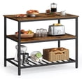 thumbnail image 1 of Kitchen Island with 3 Shelves, 39.4 Inches Kitchen Shelf with Large Worktop, Stable Steel Structure, Industrial, Easy to Assemble, Rustic Brown and Black, 1 of 7
