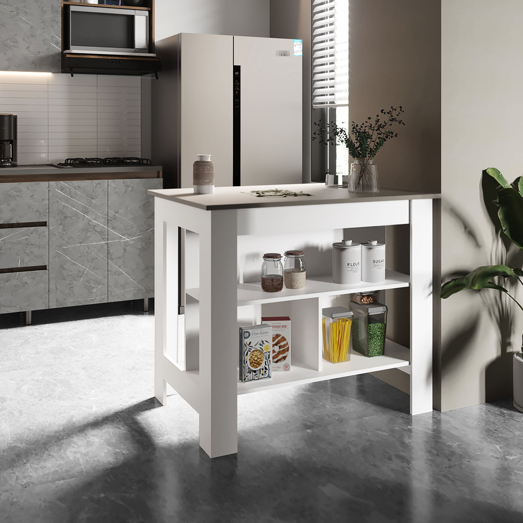 Curated visual reference: Picture Idea: Kitchen Island 40 Wide 2 Shelf Improves Efficiency And Decor