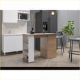 thumbnail image 1 of Kitchen Island 47.4” Wide with 1 Cabinet & 5 Shelves, White-Natural Oak | Modern | Medium (40-55in), 1 of 7