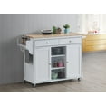 thumbnail image 1 of Kitchen Island Cart with 2 Cabinet & 2 Storage Drawers & 2 Open Shelves, 46.5" Large Kitchen Trolley Cart with Locking Wheels, Spice Rack Towel Rack, Rolling Kitchen Island Cart for Living Room, White, 1 of 6