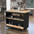 thumbnail image 1 of Kitchen Island Cart with 2 Drawers, Modern Moveable Kitchen Cabinet with 4 Lockable Wheels and 2-Sided Storage, Microwave Cart Bar Cart, Storage Cart Furniture for Kitchen Dining Room, Black, 1 of 10