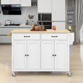 thumbnail image 1 of Kitchen Island Cart with 4 Door Cabinets and 2 Drawers, 54.3 Inch Rolling Storage Cart with Solid Wood Top and Locking Wheels Mobile Trolley Bar Serving Cart with Spice Rack & Towel Rack, White, 1 of 7
