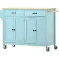 thumbnail image 1 of Kitchen Island Cart Cabinet with Solid Wood Top 2 Drawers and 2 Doors,Spice Rack, Towel Rack, Green 54.3"x18.5"x36.2", 1 of 8