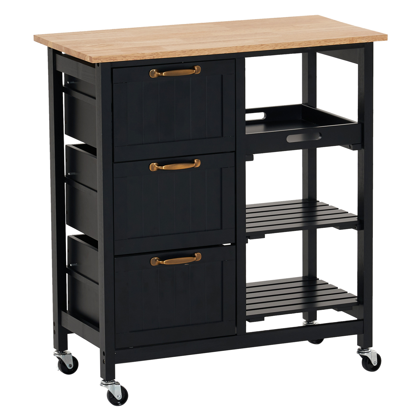 Kitchen Island Cart,Kitchen Serving Cart Table on Wheels with Wooden