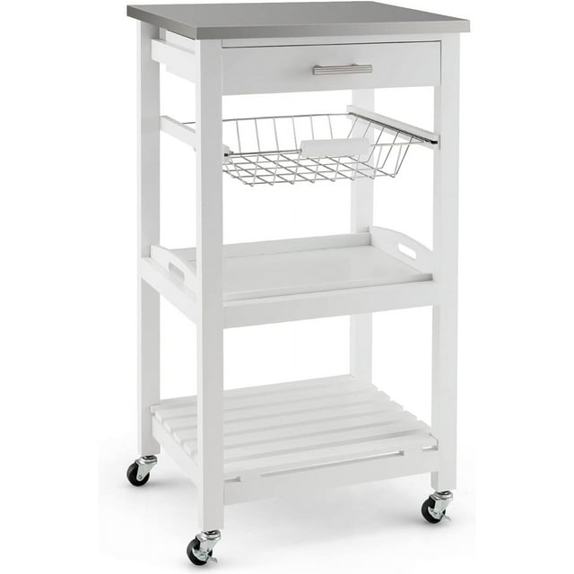 Kitchen Island Cart Rolling Kitchen Trolley with Stainless Steel ...