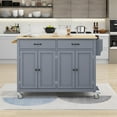 thumbnail image 1 of Kitchen Island Cart with Spacious Tabletop and Locking Wheels, 54.3" Large Kitchen Trolley Cart with 4 Door Cabinet and Two Storage Drawers, Spice Rack Towel Rack, Rolling Kitchen Island Cart, Blue, 1 of 7