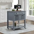 thumbnail image 1 of Kitchen Island Cart with Storage, 29.93'' Width Mobile Kitchen Cart with 0.59'' Thick Worktop, Two Drawers & Slide-Out Wire Storage Basket, Rolling Kitchen Table, Microwave Stand Serving Carts, 1 of 7