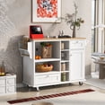 thumbnail image 1 of Kitchen Island Cart With Storage Cabinet And Two Locking Wheels,Solid Wood Desktop,Microwave Cabinet,Floor Standing Buffet Server Sideboard For Kitchen Room,Dining Room,, Bathroom(White), 1 of 9