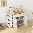 thumbnail image 1 of Kitchen Island Cart on Wheels, Rolling Kitchen Cart with Foldable Rubberwood Table Top, 2-Door Cabinet, 2 Drawers, Wine Rack and Spice Rack, Large Mobile Kitchen Table for Home Coffee Bar (White), 1 of 9