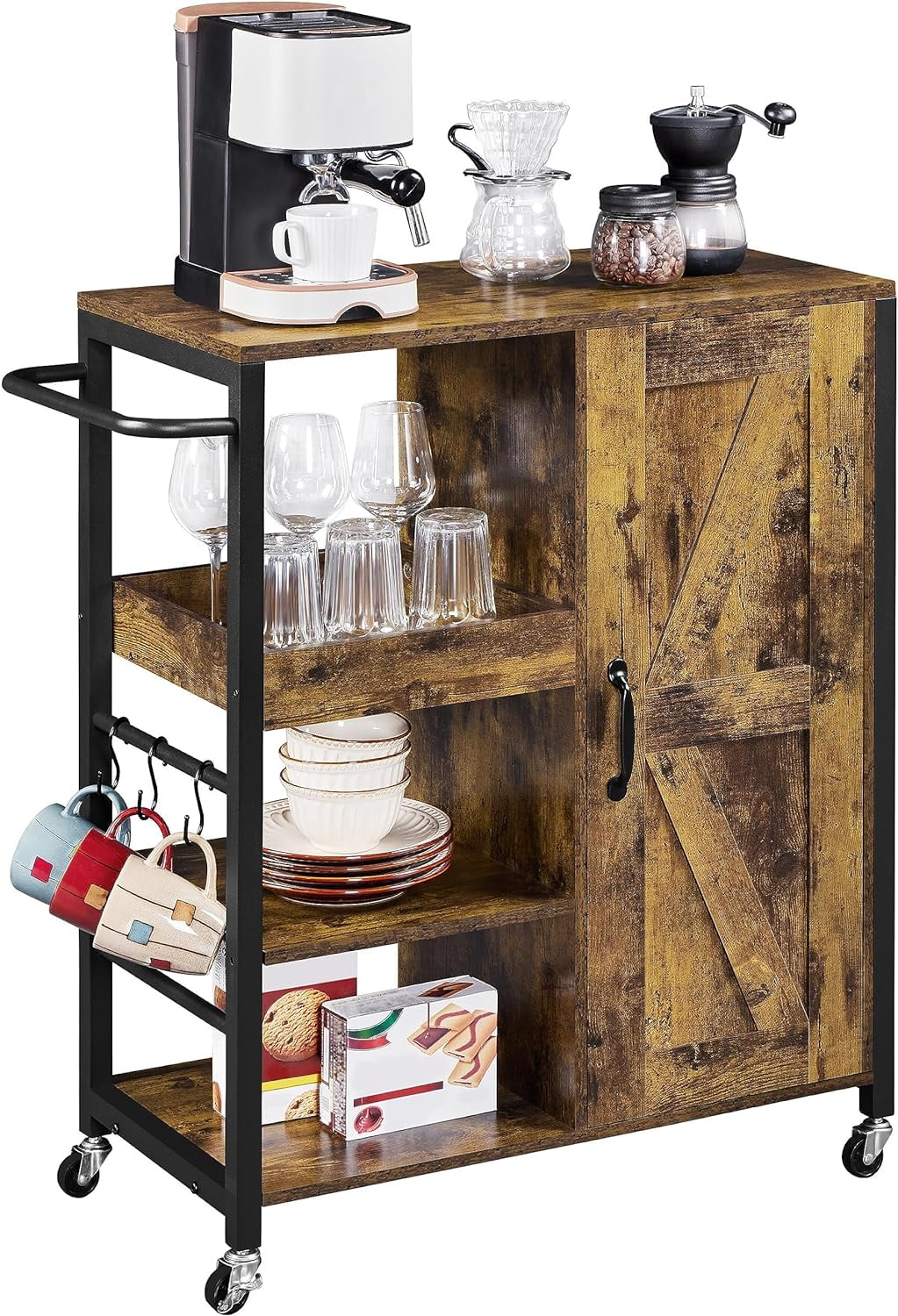 Kitchen Island Cart on Wheels Rolling Serving Utility Trolley Cart with ...