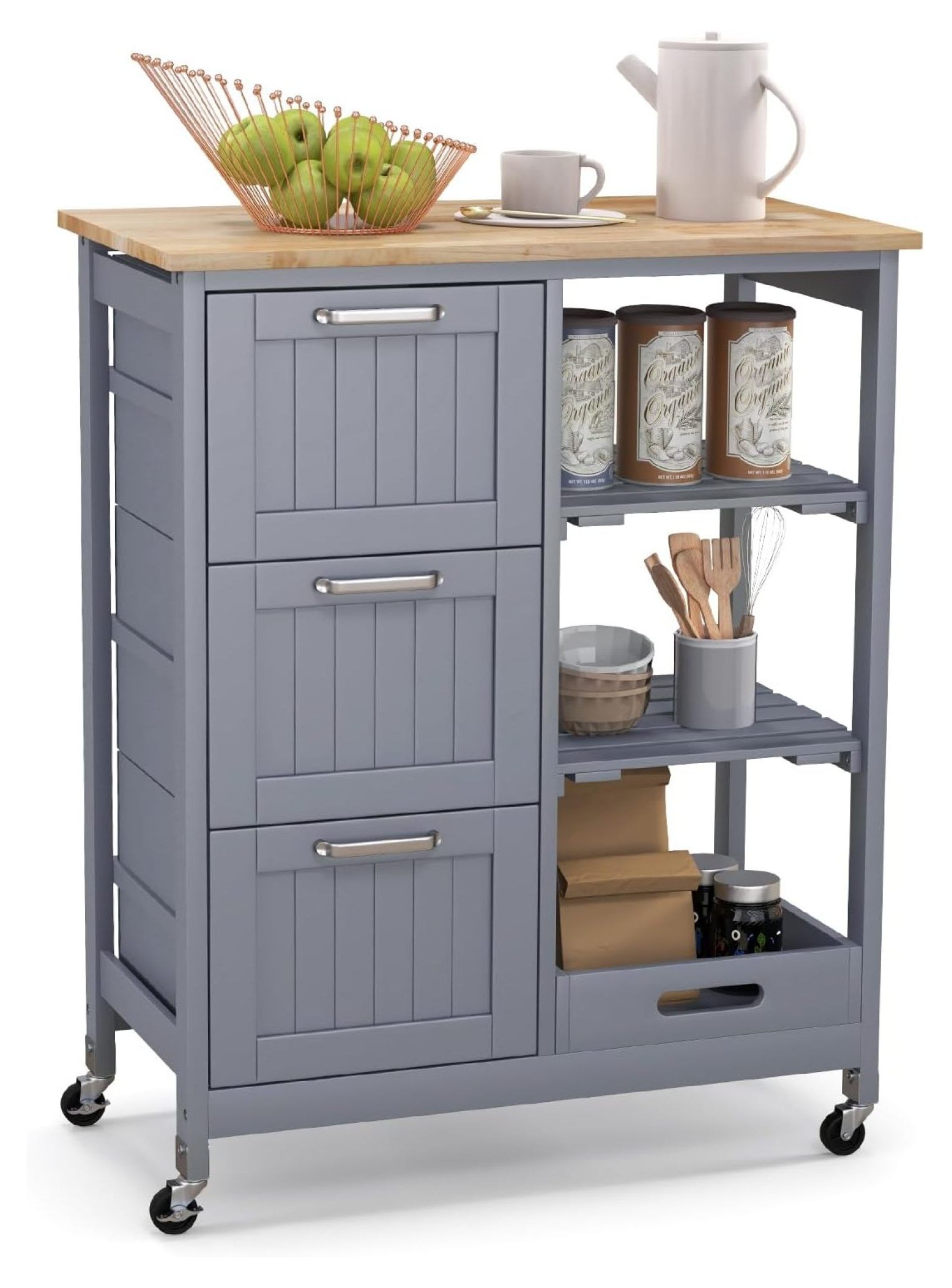 Kitchen Island Cart on Wheels with Storage, Versatile Rolling Cart with