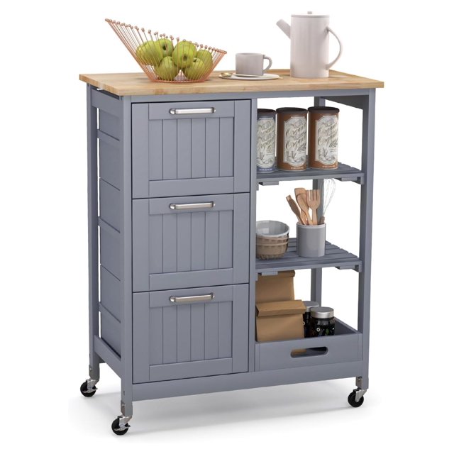 Kitchen Island Cart on Wheels with Storage, Versatile Rolling Cart with