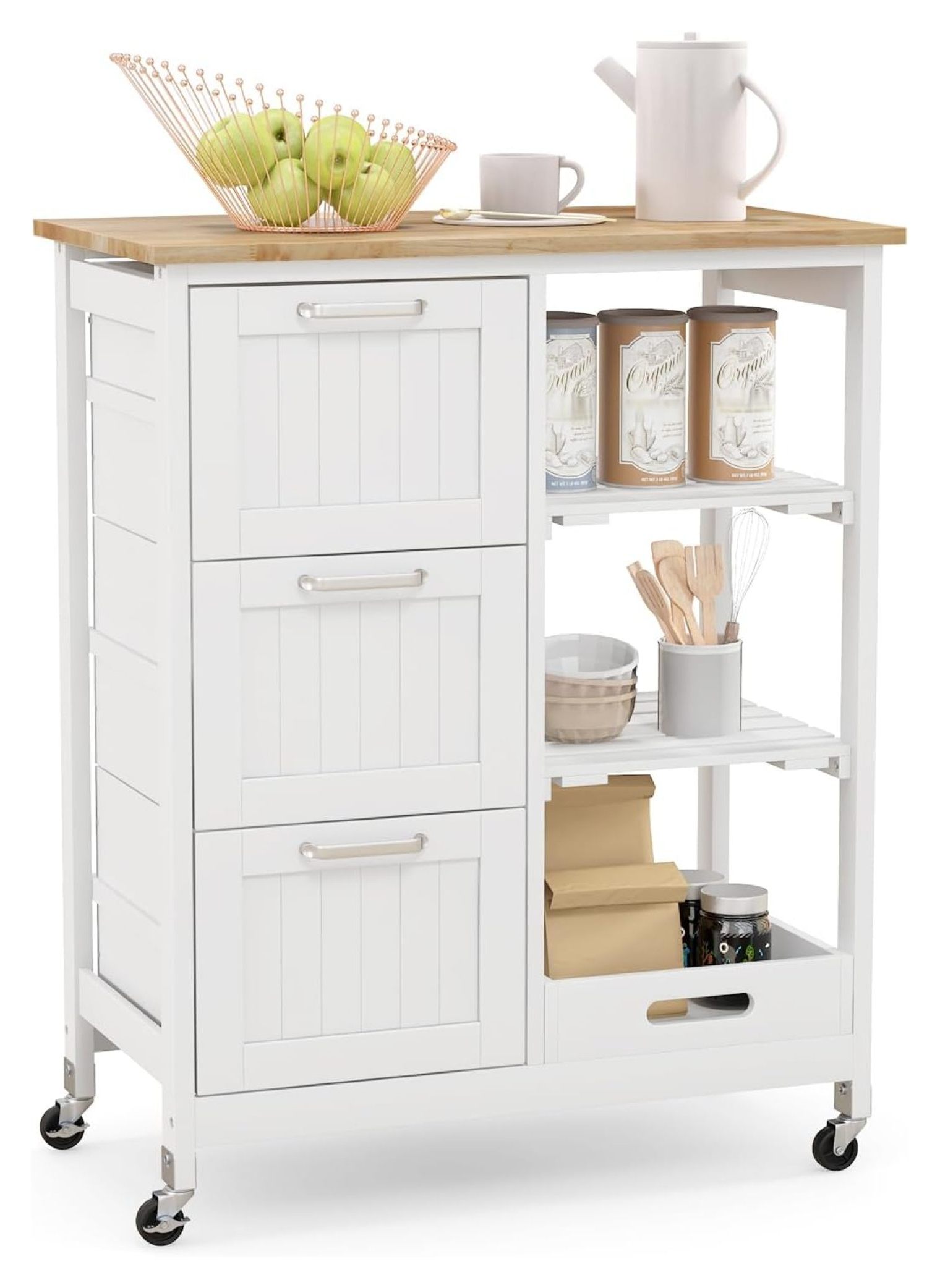 Kitchen Island Cart on Wheels with Storage, Versatile Rolling Cart with
