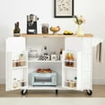 thumbnail image 1 of Kitchen Island Cart With Foldable Drop Leaf And Classified Storage, White Rolling Drawer 3 Large Drawers, Countertop In, 1 of 6