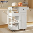 thumbnail image 1 of Asofer Kitchen Island Cart on Wheels, Small Coffee Cart with Storage and Drawer, White, 1 of 10
