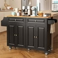 thumbnail image 1 of Lofka Kitchen Islands Carts with Storage, 52” kitchen Islands with 2 Storage Cabinet, Spice Rack, Towel Rack, Black, 1 of 10