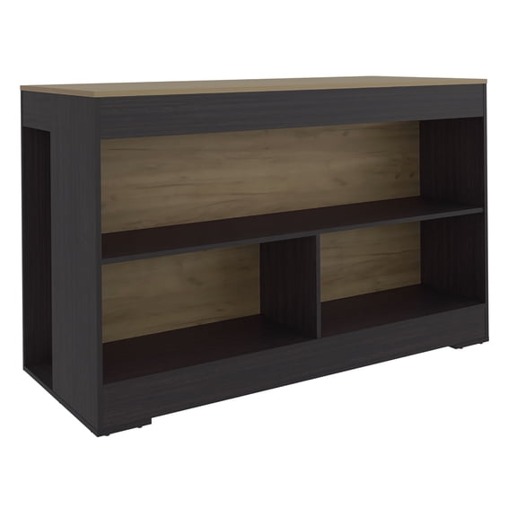 Kitchen Island Cart with Open Shelves, Wenge Finish Mobile Workstation for Prep and Storage