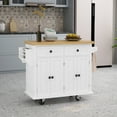 thumbnail image 1 of Kitchen Island Cart with Two Storage Cabinets and Two Locking Wheels，43.31 Inch Width，4 Door Cabinet and Two Drawers，Spice Rack, Towel Rack, 1 of 8