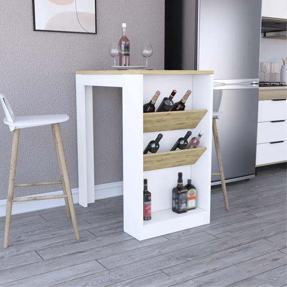 Kitchen Island Counter With White And Pine Look. Extra Storage. Fantastic For Meal Baking Planning Procedures. 41" High, 91" Wide, 58" Deep. Ready To Assemble Swiftly Color. Superb Cooking