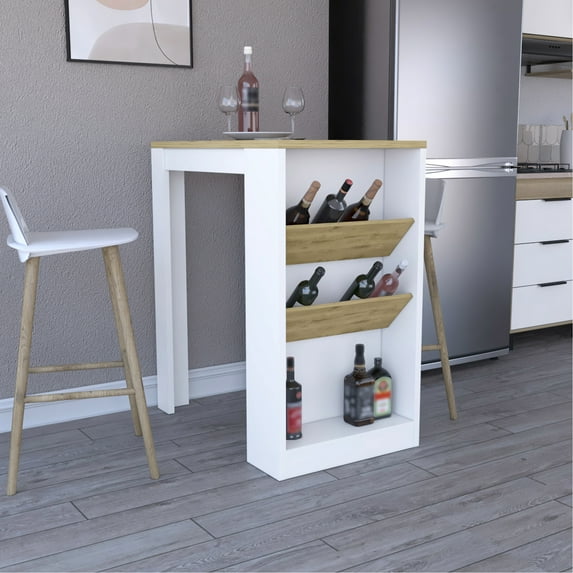 Kitchen Island Counter With White And Pine Look. Extra Storage. Fantastic For Meal Baking Planning Procedures. 41" High, 91" Wide, 58" Deep. Ready To Assemble Swiftly Color. Superb Cooking