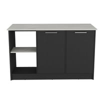 Kitchen Island : Elegant 59"x25.1" Workspace, Versatile Shelving & Hidden Cabinet, White/ Oak - Large Storage, White/ Finish