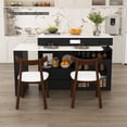 thumbnail image 1 of Kitchen Island with Extendable & Rotating Table, MDF with Walnut Veneer Retro Design, 4 Drawers & Glass Door Cabinets with Built-in Socket, Expandable Dining Station for 2-4 Person, 1 of 26