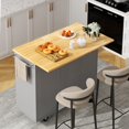 thumbnail image 1 of Kitchen Island with Folding Drop Leaf  Rolling Island Table with Storage  Kitchen Cabinet on Wheels with Seating Area for Kitchen  Bar Cart with Cabinet, 1 of 6