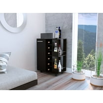 Kitchen Island Furniture Bartlet 2-Shelf 6-Bottle Bar Cart with Division Black Wengue,Dining Kitchen Carts