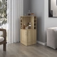 thumbnail image 1 of Kitchen Island Furniture FM FURNITURE Toyei Corner Bar Cabinet with Bottle Rack, Open Shelves, and Hidden Storage, Natural Oak,Dining Kitchen Carts, 1 of 8