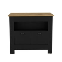 Kitchen Island Furniture, Kitchen Island Geneva, Black / Macadamia, Dining Kitchen Carts, Kitchen Islands With Storage,