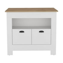 Kitchen Island Furniture, Kitchen Island Geneva, White / Macadamia, Dining Kitchen Carts, Kitchen Islands With Storage,