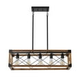 thumbnail image 1 of Kitchen Island Light,5-Light Farmhouse Chandeliers Black Brass Island Lighting Dining Room Pendant Light Fixtures with Clear Glass Shades Rectangular Hanging Lighting for Kitchen (31.5"Lx10.2"W x 33, 1 of 8