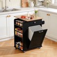thumbnail image 1 of Kitchen Island, Island Table for Kitchen, Kitchen Carts on Wheels with Storage, Hidden Tilt Out Trash Cabinet, 1 of 7