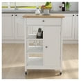 thumbnail image 1 of Kitchen Island Rolling Cart with Adjustable Shelves & Towel Rack - Rubber Wood Top, White Finish - Mobile Kitchen Storage for Small Spaces, 1 of 9
