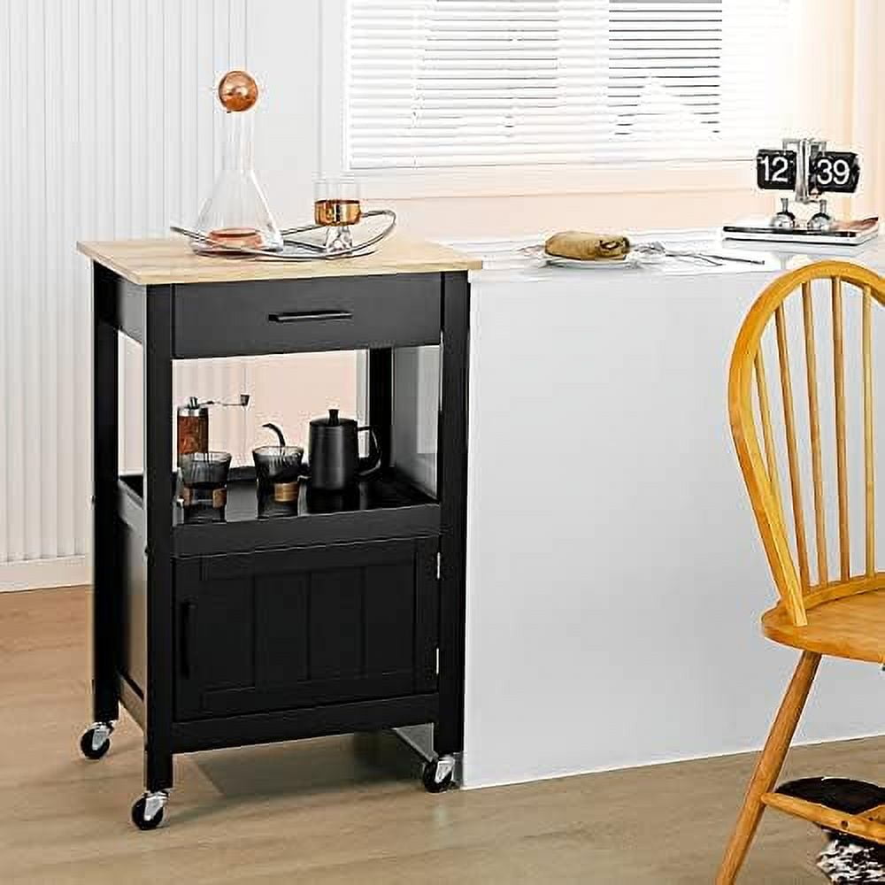 Kitchen Island with Small Kitchen Cart on Wheels w/Drawer 3 Hooks