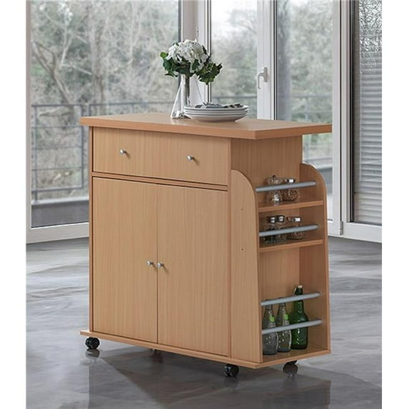 Kitchen Island Spice Rack & Towel Rack-Beech