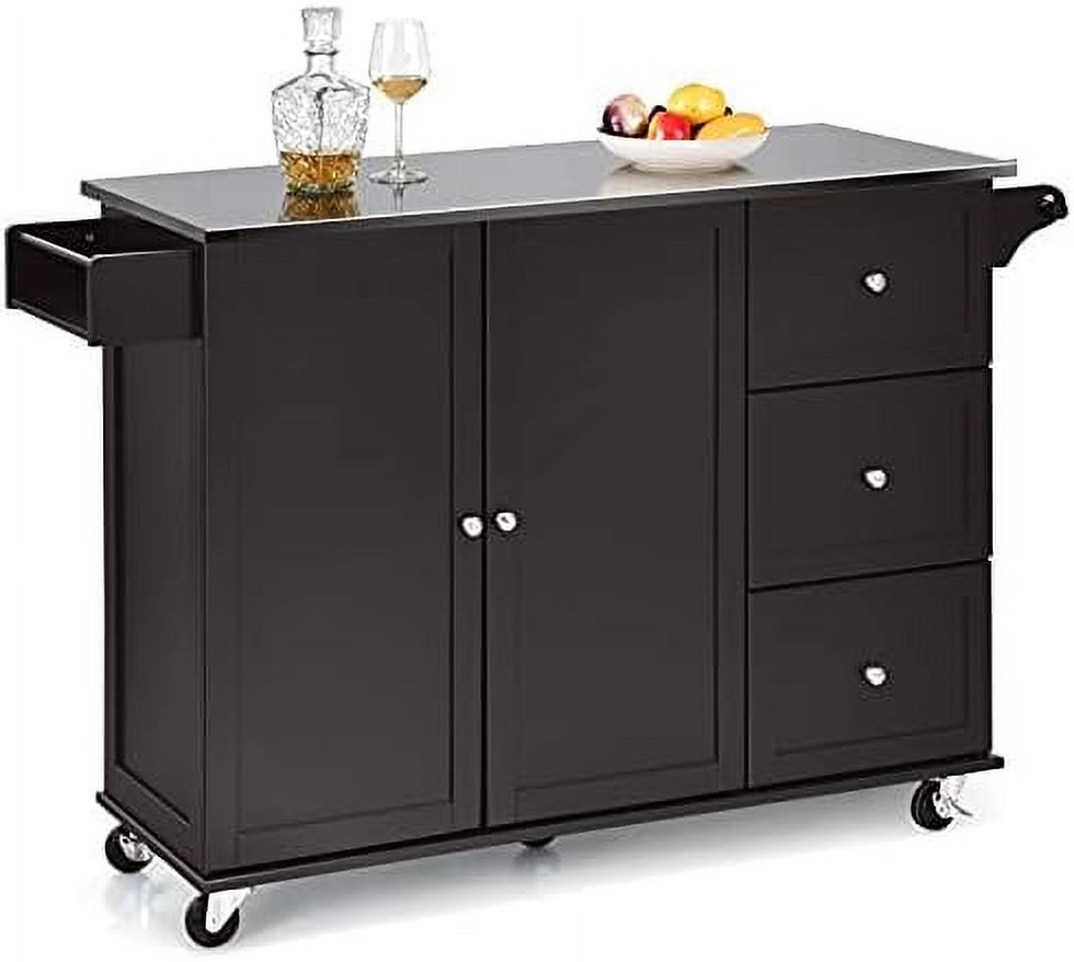 Kitchen Island with Stainless Steel Countertop Kitchen Cart Rolling