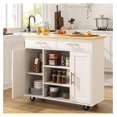 Kitchen Island with Storage Cart Table Rolling Butcher Block on Wheels
