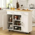 Kitchen Island with Storage Cart Table Rolling Butcher Block on Wheels