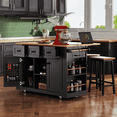 thumbnail image 1 of Kitchen Island with Storage, Moveable Kitchen Island with Power Outlet and Drop Leaf, Portable Kitchen Carts with Drawers and Shelves for Dinning Room, 1 of 8