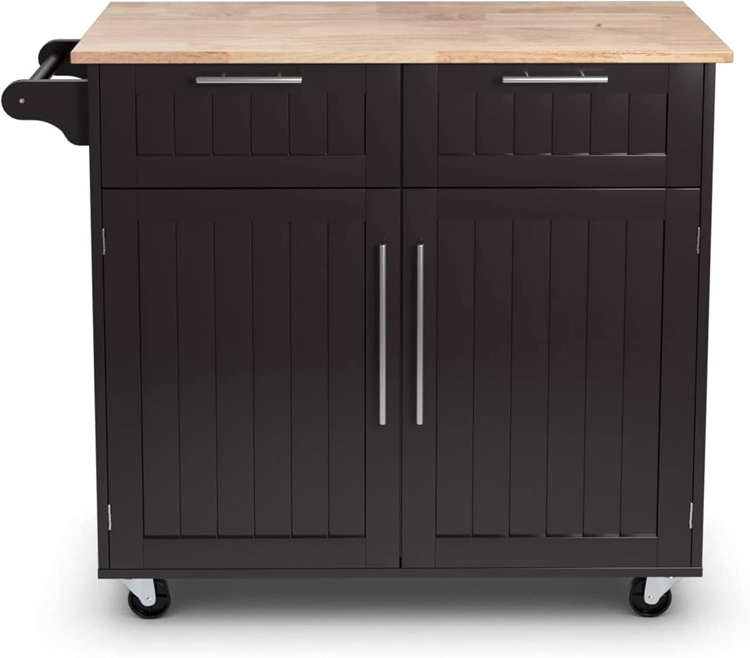 Kitchen Island with Storage Portable Kitchen Cart with Rubber Wood