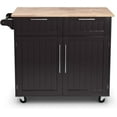 Kitchen Island with Storage Portable Kitchen Cart with Rubber Wood