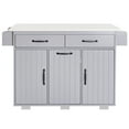 thumbnail image 1 of Kitchen Island with Trash Can Storage Cabinet, Kitchen Cart with Drop Leaf, Spice Rack, Towel Rack and Drawer, Rolling Kitchen Island on Wheels with Adjustable Shelf, 1 of 28