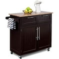 Kitchen Island with Kitchen Trolley w/Adjustable Shelves Rubber Wood