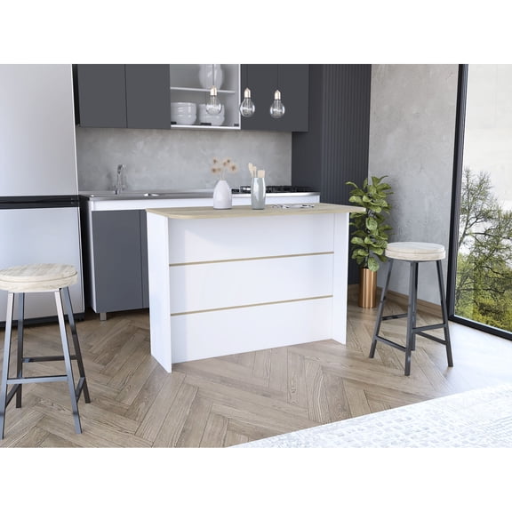 Kitchen Island | Two-Tier Storage for Clutter-Free Meal Prep, Spacious Workstation for Entertainment | TSCA Compliant Engineered Wood | Resolves Kitchen Clutter Problems
