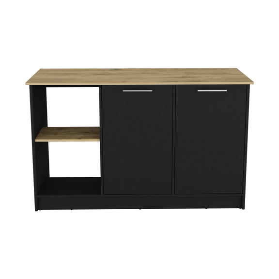 Kitchen Island | Versatile for Meal - Making and Dining | Particle Board Furniture for Long - Term Use | Stores Cookware in Double - Door Cabinet