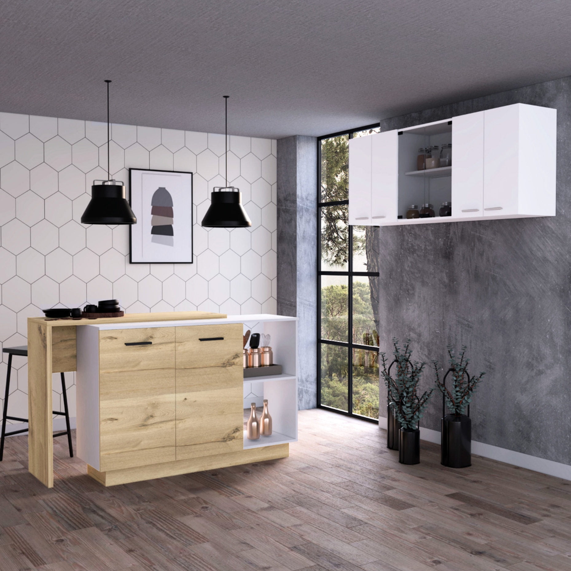 Kitchen Island & Wall Cabinet Pair | Suitable for Kitchen Operations ...