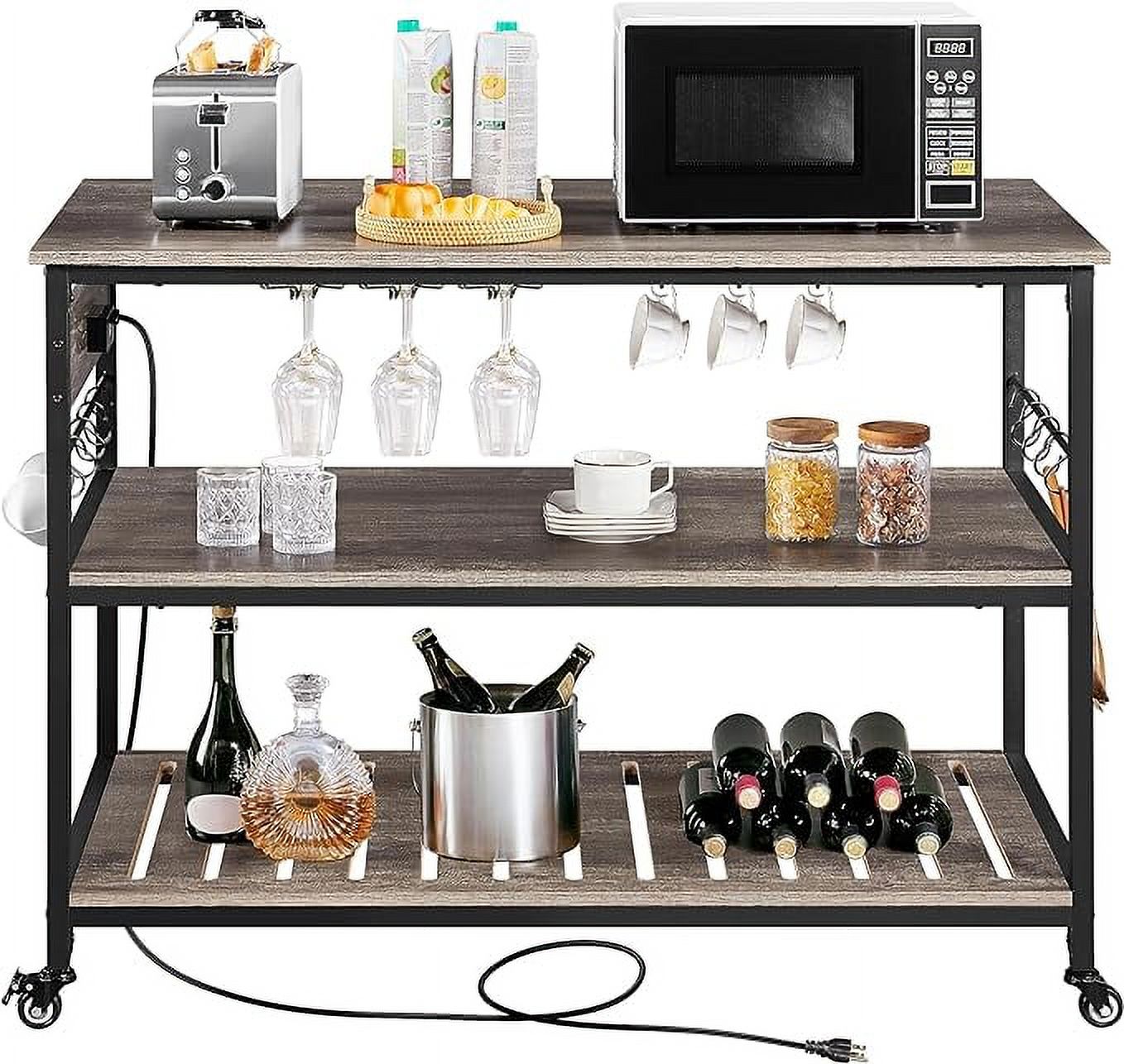 Kitchen Island on Wheels, 47.5" Rolling Kitchen Cart with Large