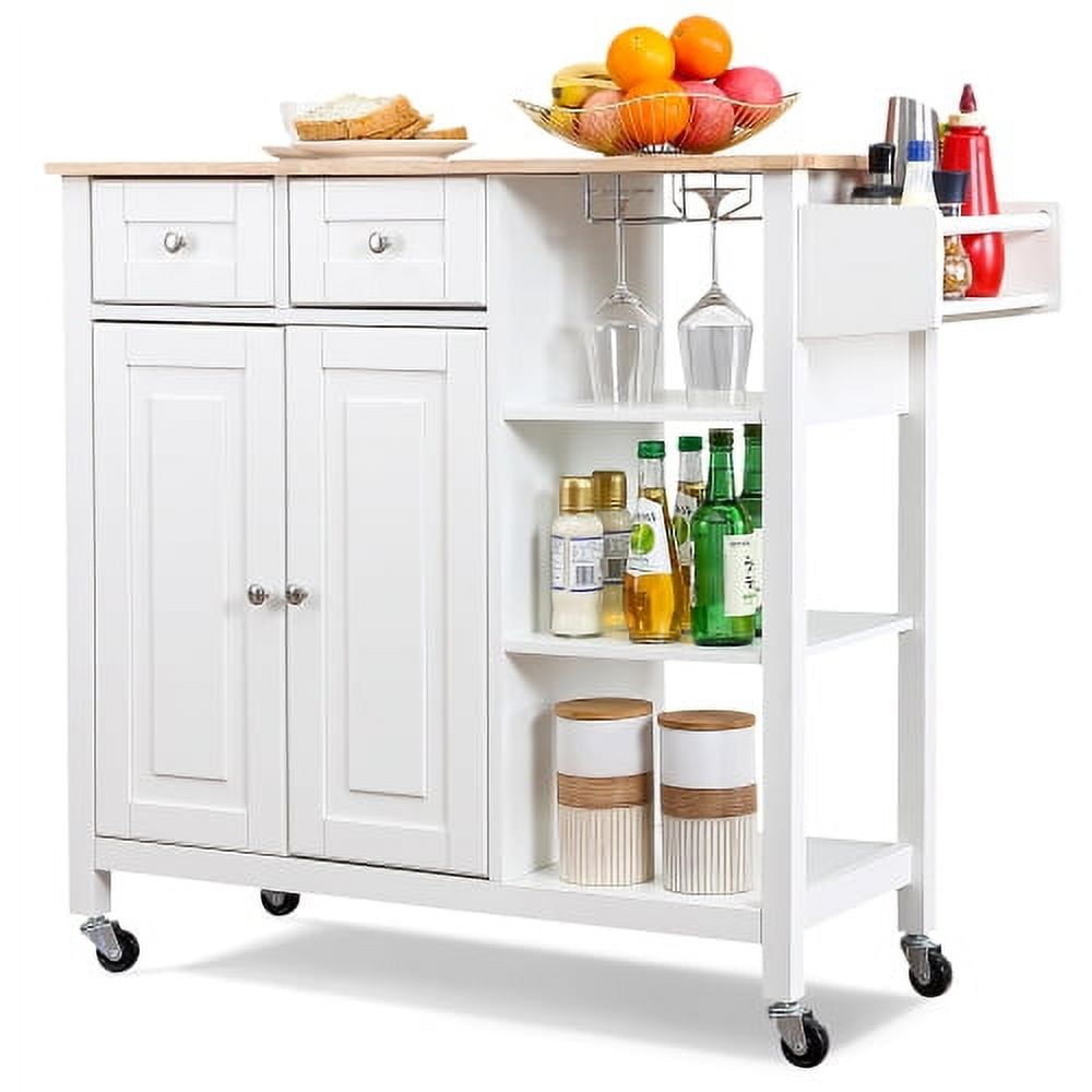 Kitchen Island on Wheels, Kitchen Cart with & 3 Layer Shelves